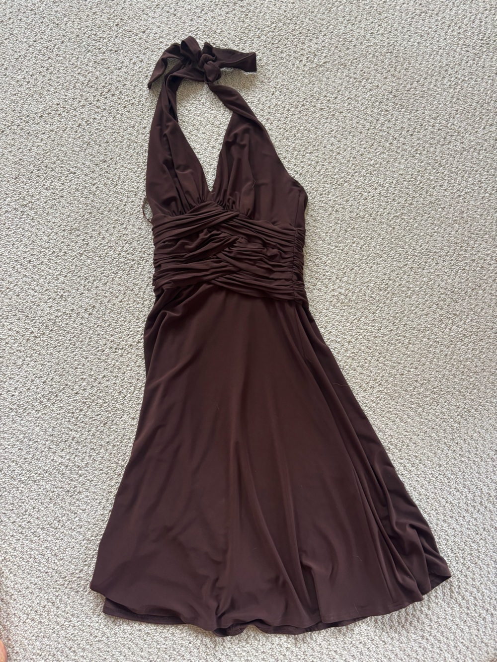 Jones New York Chocolate Brown Ruched Maxi Dress
